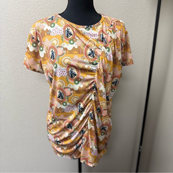 Lucky & Blessed Tops - Lucky & Blessed Plus Women's Western Print Short Sleeve Ruched Top. Size 3X.